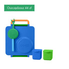 OmieBox Starter Set Monster Blue - niebieski zestaw lunch boxa z termosem, sztućcami i pojemniczkami, dopasowany kolorystycznie, z uchwytem i przegródkami