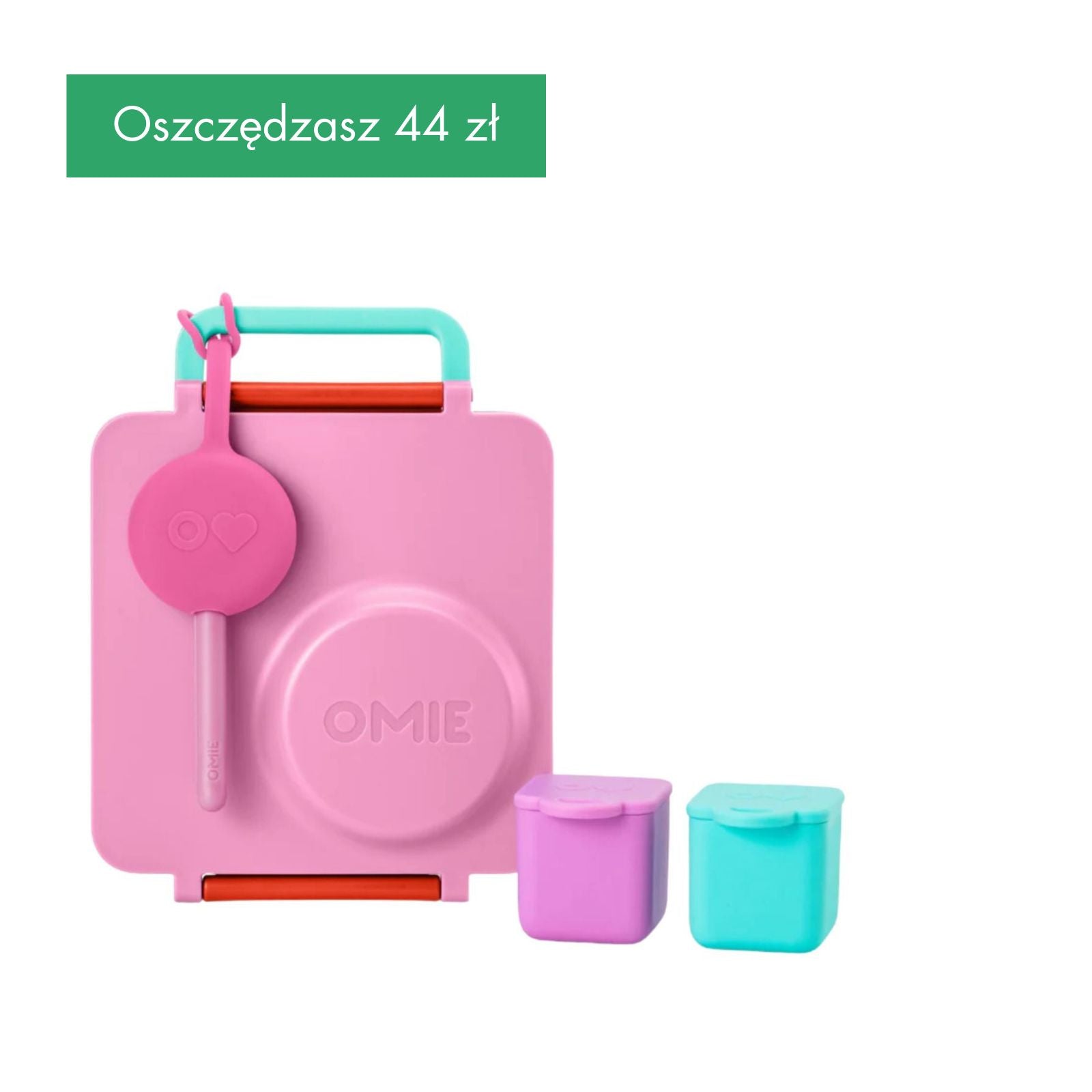 OmieBox Starter Set Pink Berry - różowy zestaw lunch boxa z termosem, sztućcami i pojemniczkami, dopasowany kolorystycznie