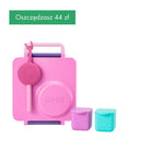 OmieBox Starter Set Pink Berry - różowy zestaw lunch boxa z termosem, sztućcami i pojemniczkami, dopasowany kolorystycznie, z uchwytem i przegródkami,