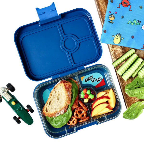 YUMBOX PANINO lunchbox, 4 przegródki, Monte Carlo Blue / Race Cars Yumbox Lunch Boxes & Totes | TwójLunchBox