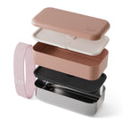 Różowy metalowy lunch box Monbento Sense, bezpieczny do zapiekania w piekarniku i mycia w zmywarce