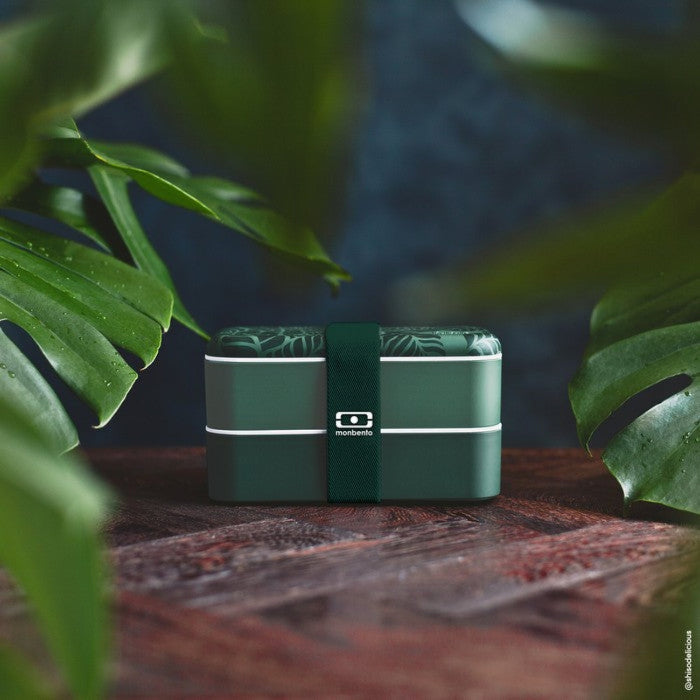 Monbento Original – dwupoziomowy lunchbox z miseczką. Szczelny, BPA free, do mikrofalówki i zmywarki. Stylowy francuski design, wzór: Jungle