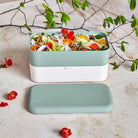 Monbento Original Natural Green – szczelna dwukomorowa śniadaniówka z opaską
