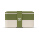Monbento Original – dwupoziomowy lunchbox z miseczką. Szczelny, BPA free, do mikrofalówki i zmywarki. Stylowy francuski design, wzór: Olive Recycled