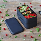 Matowy czarny lunchbox do mikrofali Monbento Original Onyx z dwiema komorami
