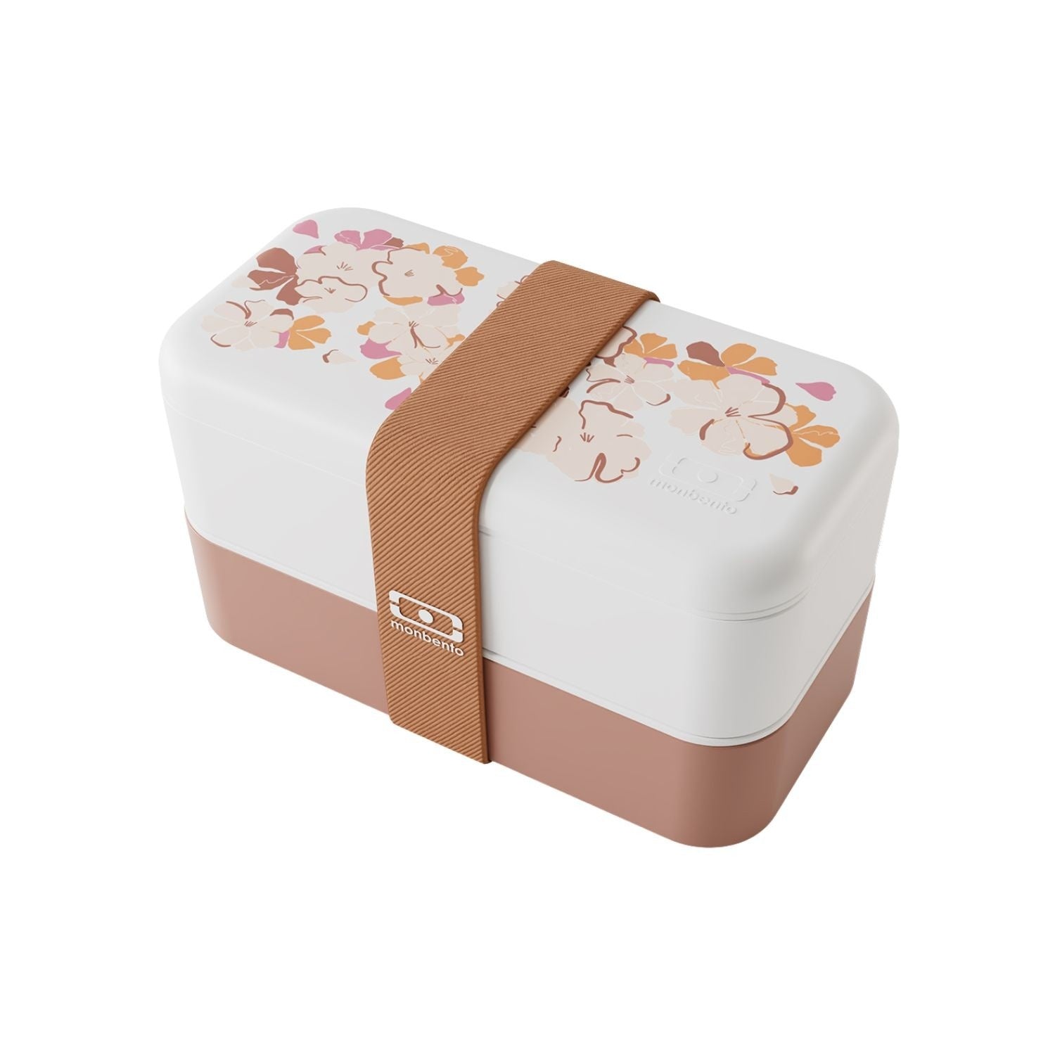 Monbento Original – dwupoziomowy lunchbox z miseczką. Szczelny, BPA free, do mikrofalówki i zmywarki. Stylowy francuski design, wzór: Pink Floral