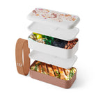 Monbento Original – dwupoziomowy lunchbox z miseczką. Szczelny, BPA free, do mikrofalówki i zmywarki. Stylowy francuski design, wzór: Pink Floral