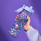 Kolorowy bidon dla dziewczynki ION8 Slim Delicate Floral z ergonomicznym uchwytem