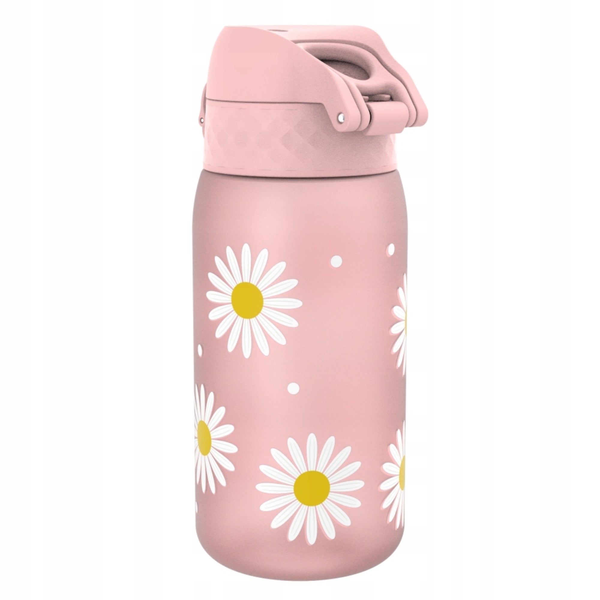 Bidon dla dzieci Ion8 Pod Daisy 350 ml ze stokrotkami– szczelny, lekki i otwierany na klik.
