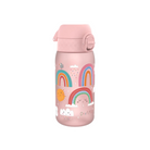 Bidon dla dzieci Ion8 Pod Rainbows 350 ml z tęczami – szczelny, lekki i otwierany na klik.
