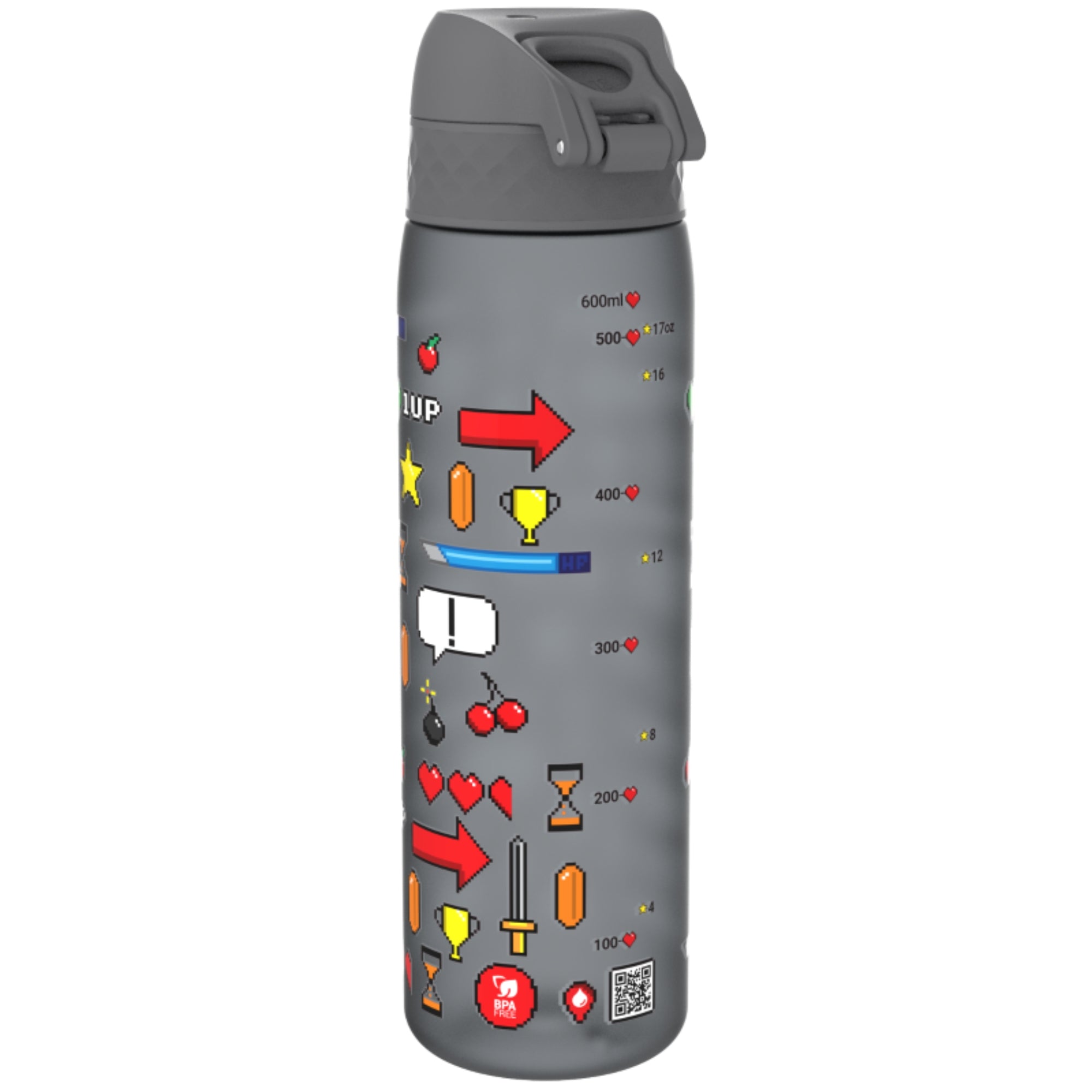 Bidon dla dzieci 500 ml Ion8 Gamer – lekki, nietoksyczny,  z ustnikiem i klapką, idealny do plecaka i samochodu