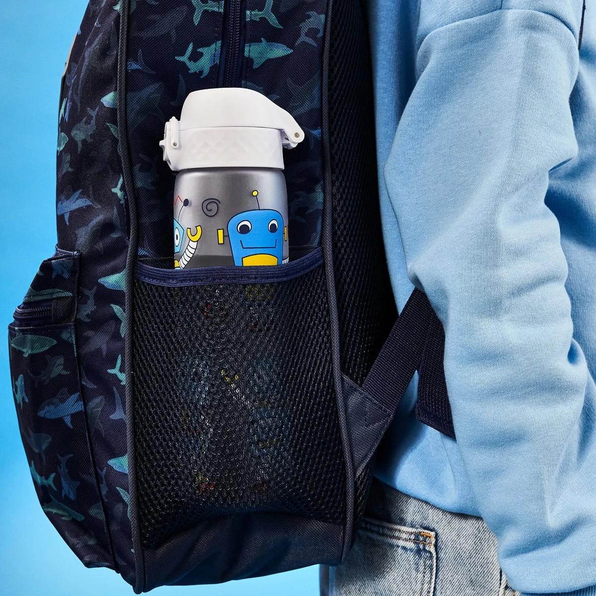 Bidon dla dzieci 500 ml Ion8 Robots– lekki, nietoksyczny,  z ustnikiem i klapką, idealny do plecaka i samochodu