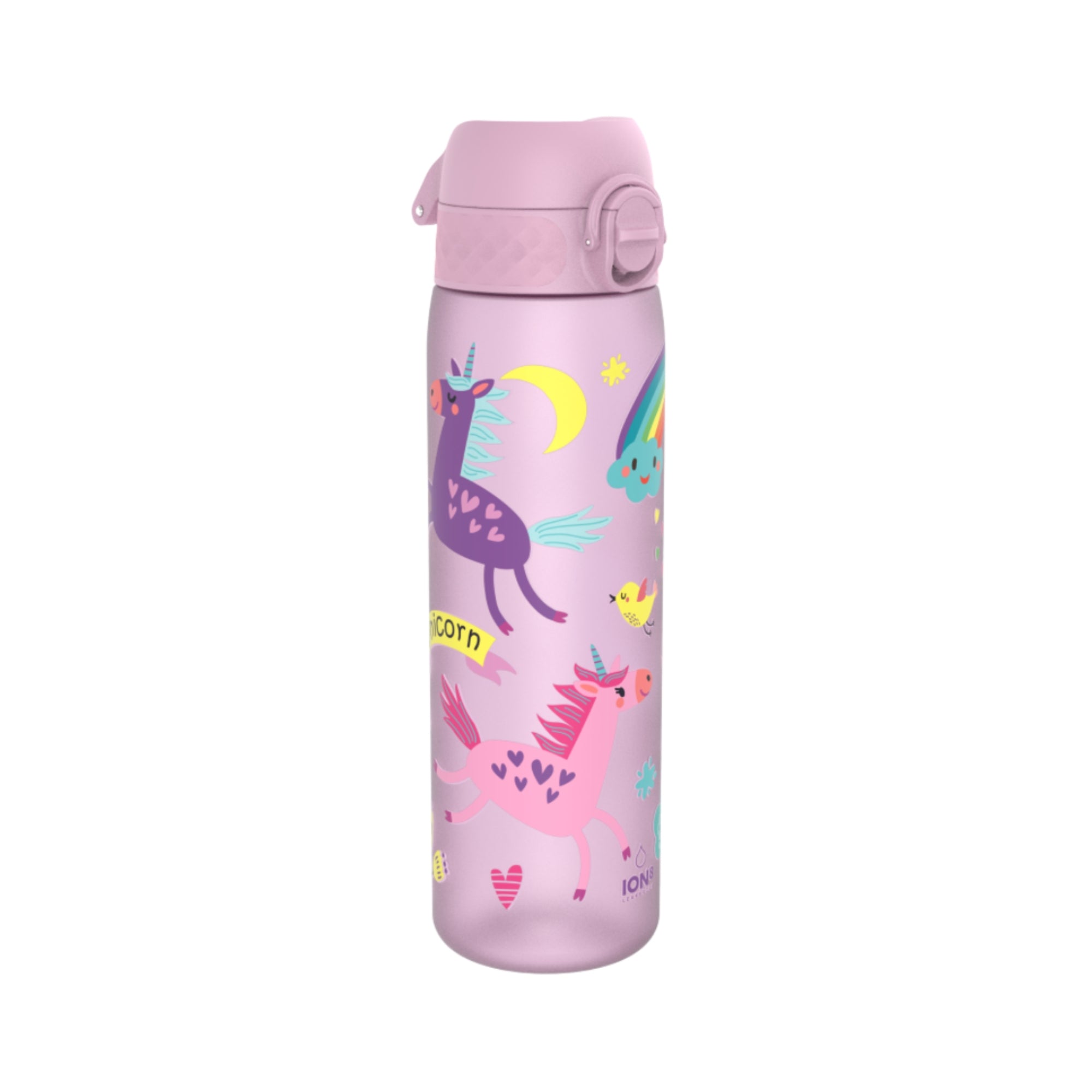 Bidon dla dzieci 500 ml Ion8 Unicorns – lekki, nietoksyczny,  z ustnikiem i klapką, idealny do plecaka i samochodu