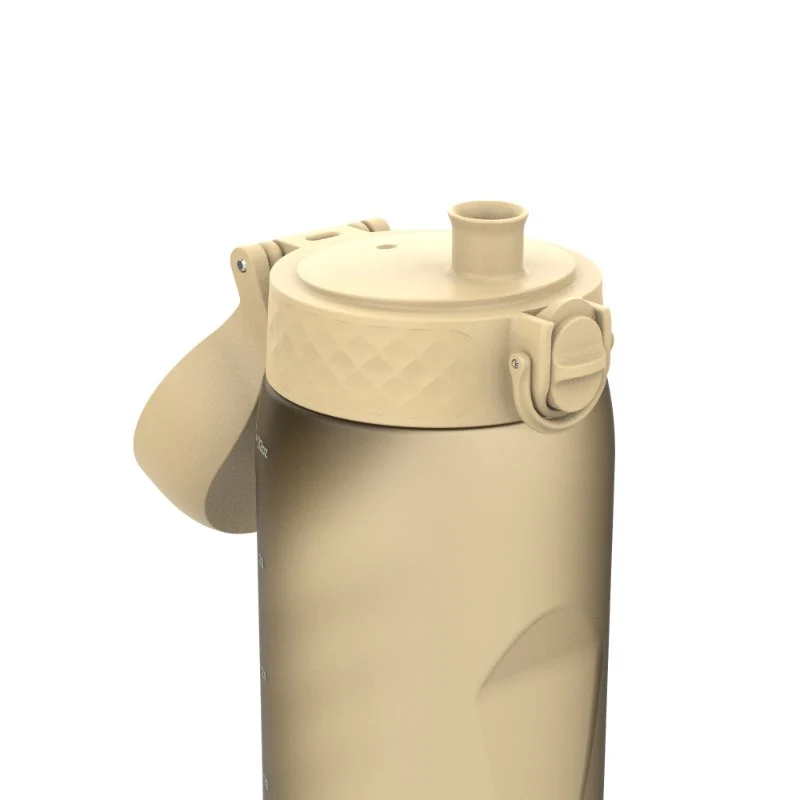 Bidon na wodę 1 l Ion8 Desert – lekki, nietoksyczny, z ustnikiem i klapką, idealny do plecaka i samochodu, kolor: beżowy