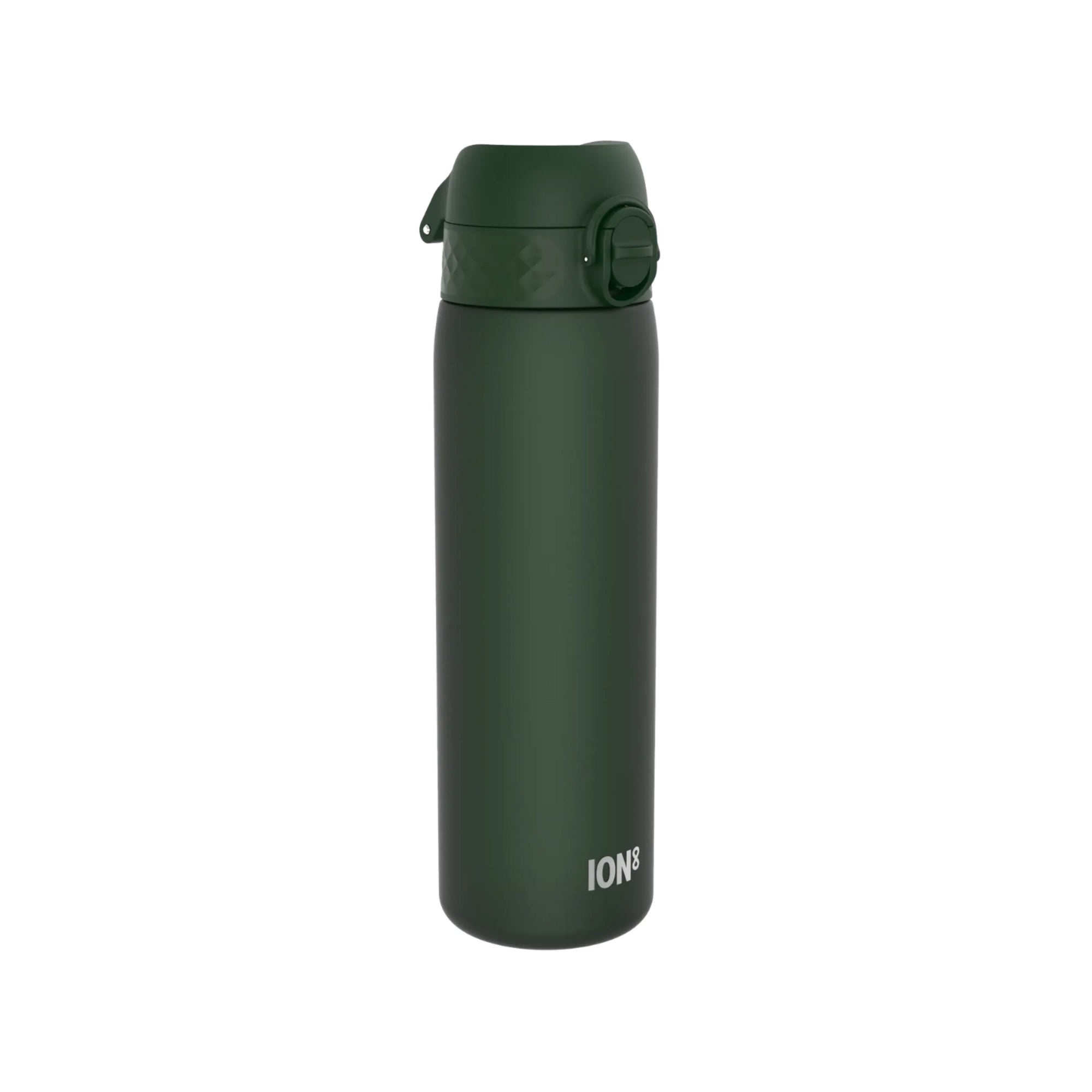 Bidon na wodę 500 ml Ion8 Dark Green– lekki, nietoksyczny, z ustnikiem i klapką, idealny do plecaka i samochodu, kolor: ciemnozielony