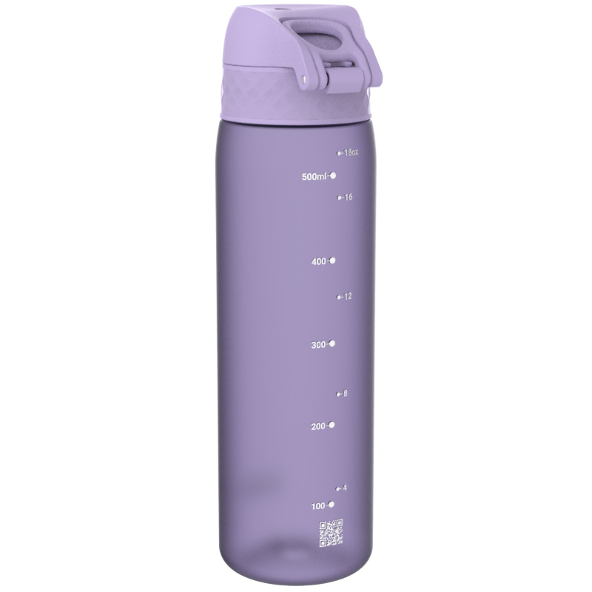 Bidon na wodę 500 ml Ion8 Playful Periwinkle – lekki, nietoksyczny,  z ustnikiem i klapką, idealny do plecaka i samochodu, kolor: fioletowy