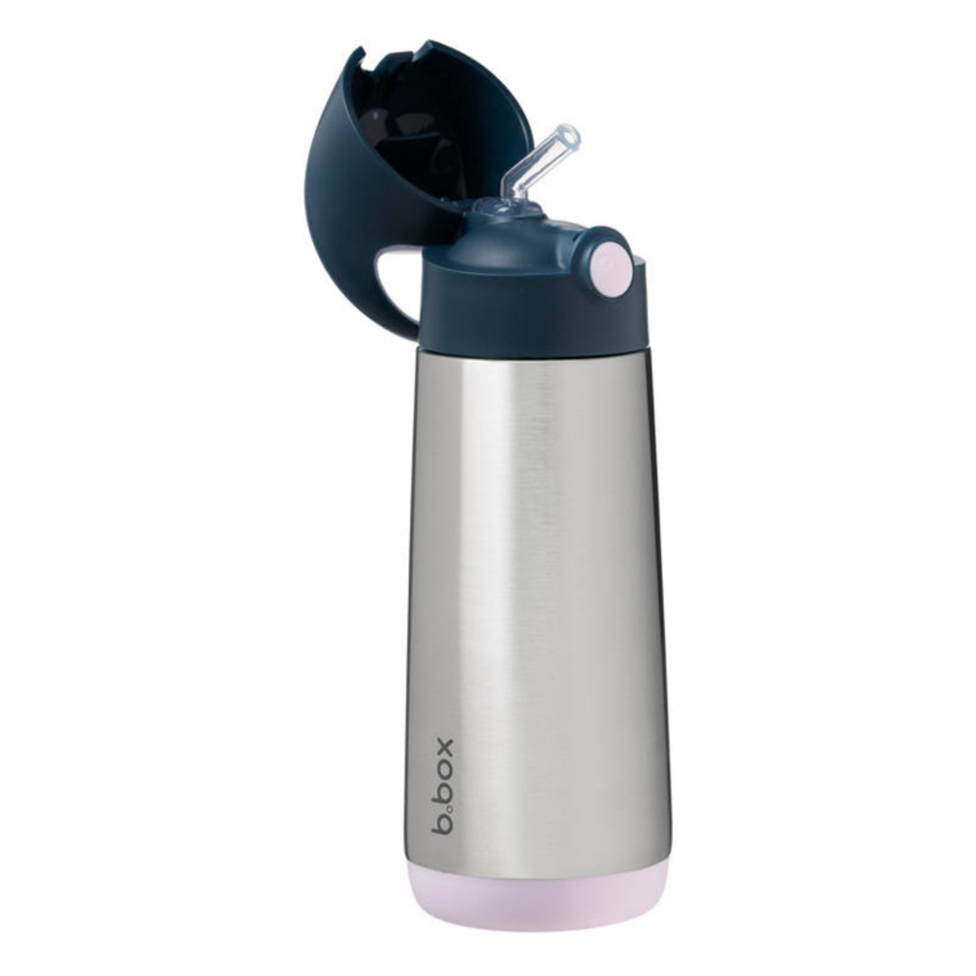 B.box Indigo Rose – bidon termiczny dla dzieci 500 ml, potrójna izolacja, silikonowa słomka, szczelny i bezpieczny, do zimnych i ciepłych napojów.