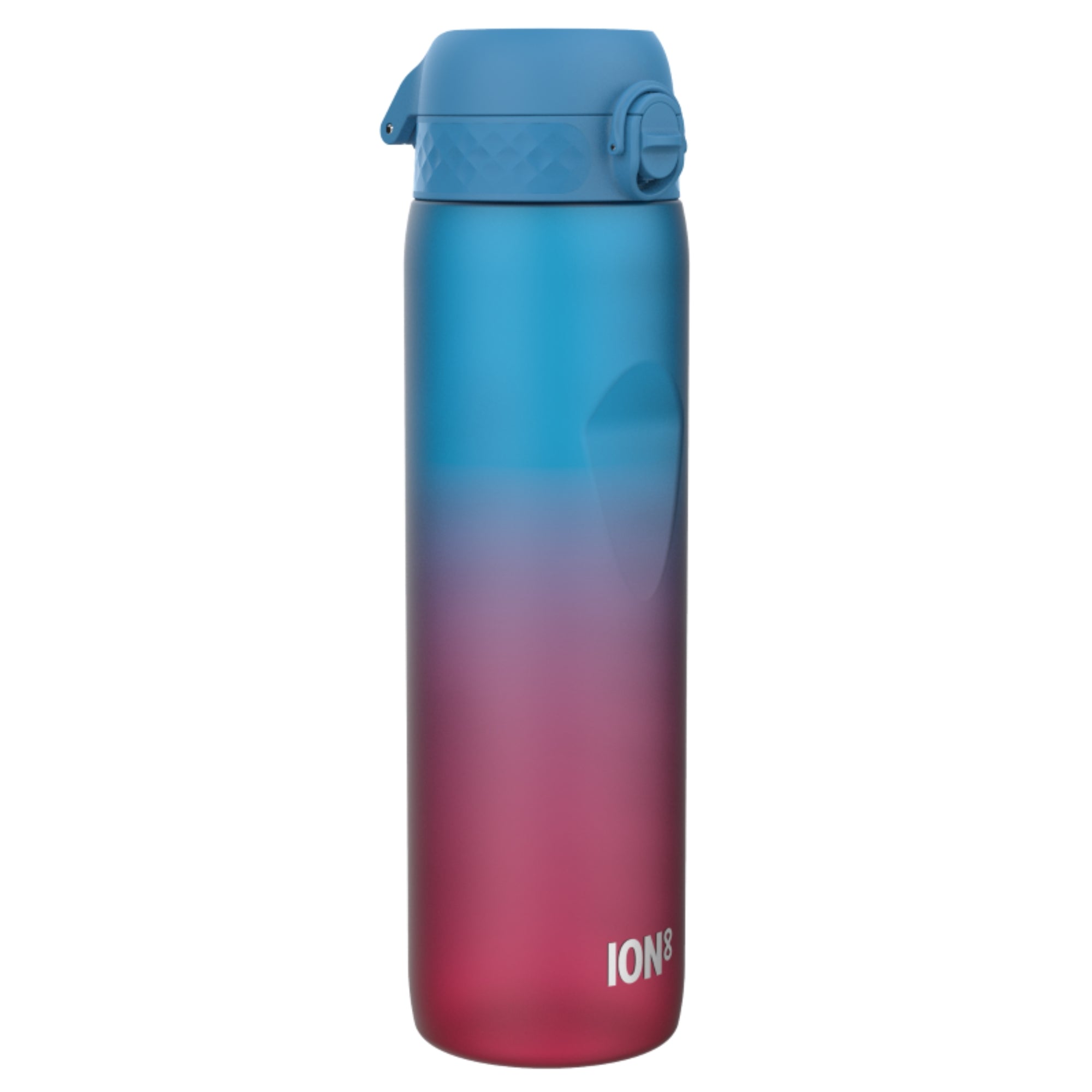 Bidon z miarką motywacyjną Ion8 Motivator 1L Blue/PInk Gradient– z miarką, otwierany jednym kliknięciem, szczelny i bez BPA.