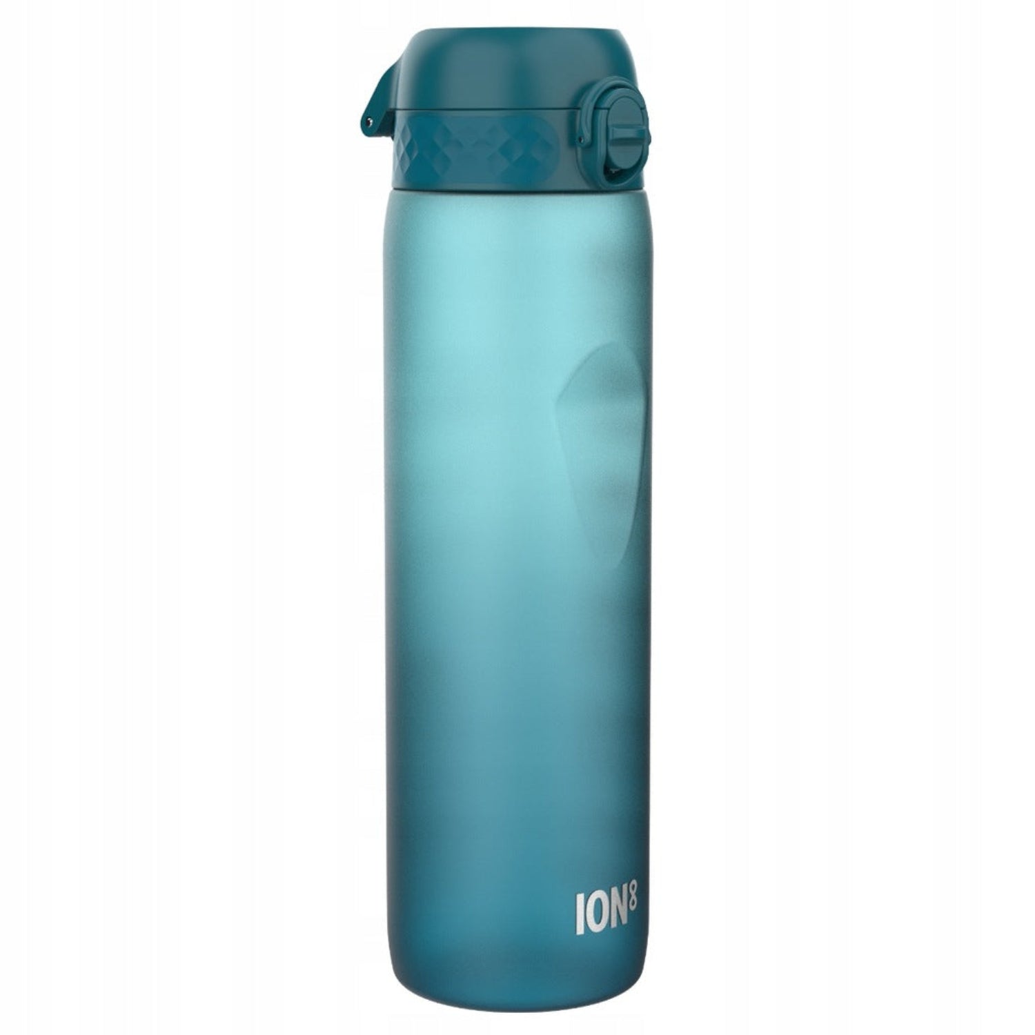 Bidon z miarką motywacyjną Ion8 Motivator 1L Gradient  Deep Teal / Sonic Blue – z miarką, otwierany jednym kliknięciem, szczelny i bez BPA.