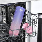 Bidon z miarką motywacyjną Ion8 Motivator 1L Gradient Periwindkle/Rose Quartz– z miarką, otwierany jednym kliknięciem, szczelny i bez BPA.