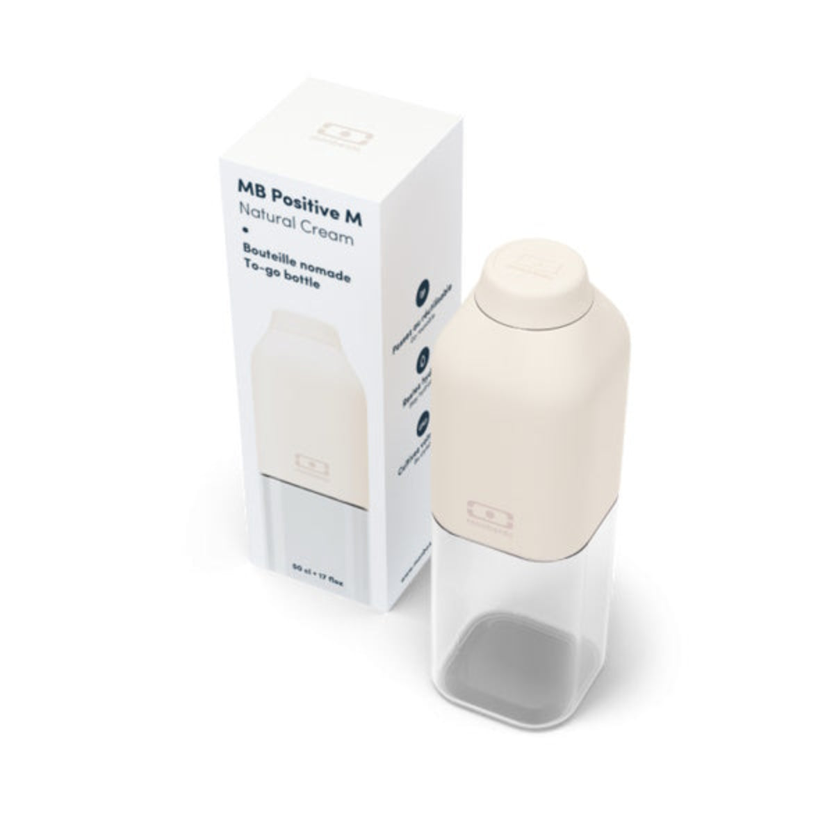 Monbento Positive M – ultralekka butelka 500 ml z tritanu. Trwała, kompaktowa, bez BPA, idealna do torby czy plecaka, wzór: natural