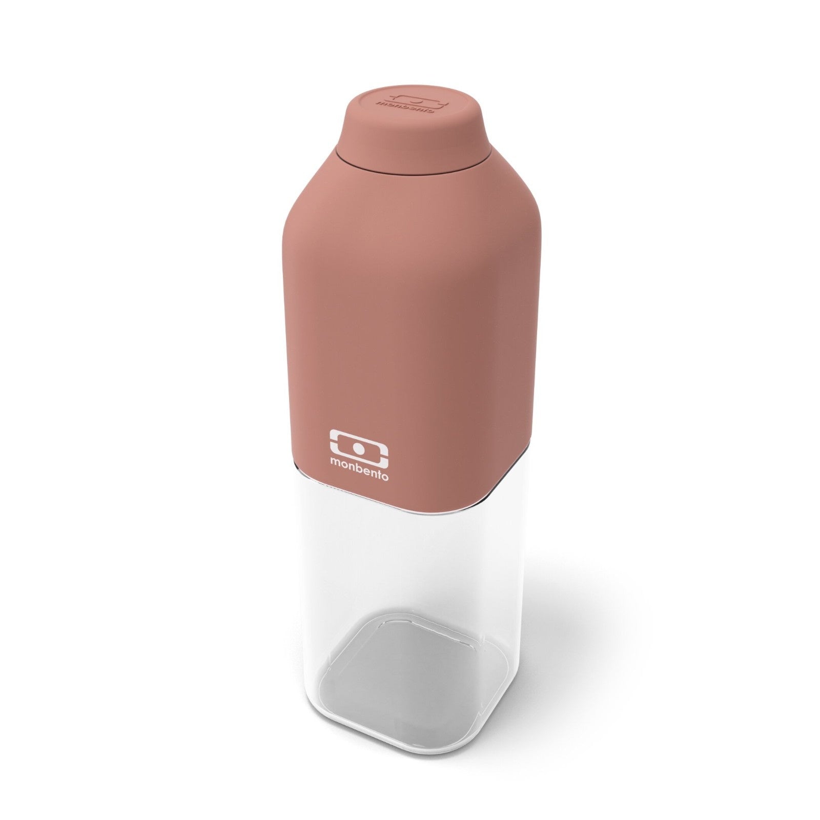 Monbento Positive M Pink Moka – pastelowa butelka wielorazowa o kwadratowym kroju