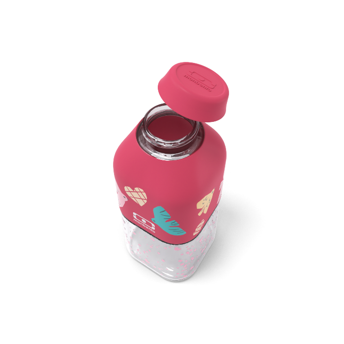 Monbento Positive S Pink Birds – ultralekka butelka 350 ml z tritanu. Trwała, kompaktowa, bez BPA, idealna do torby czy plecaka, wzór: ptaszki