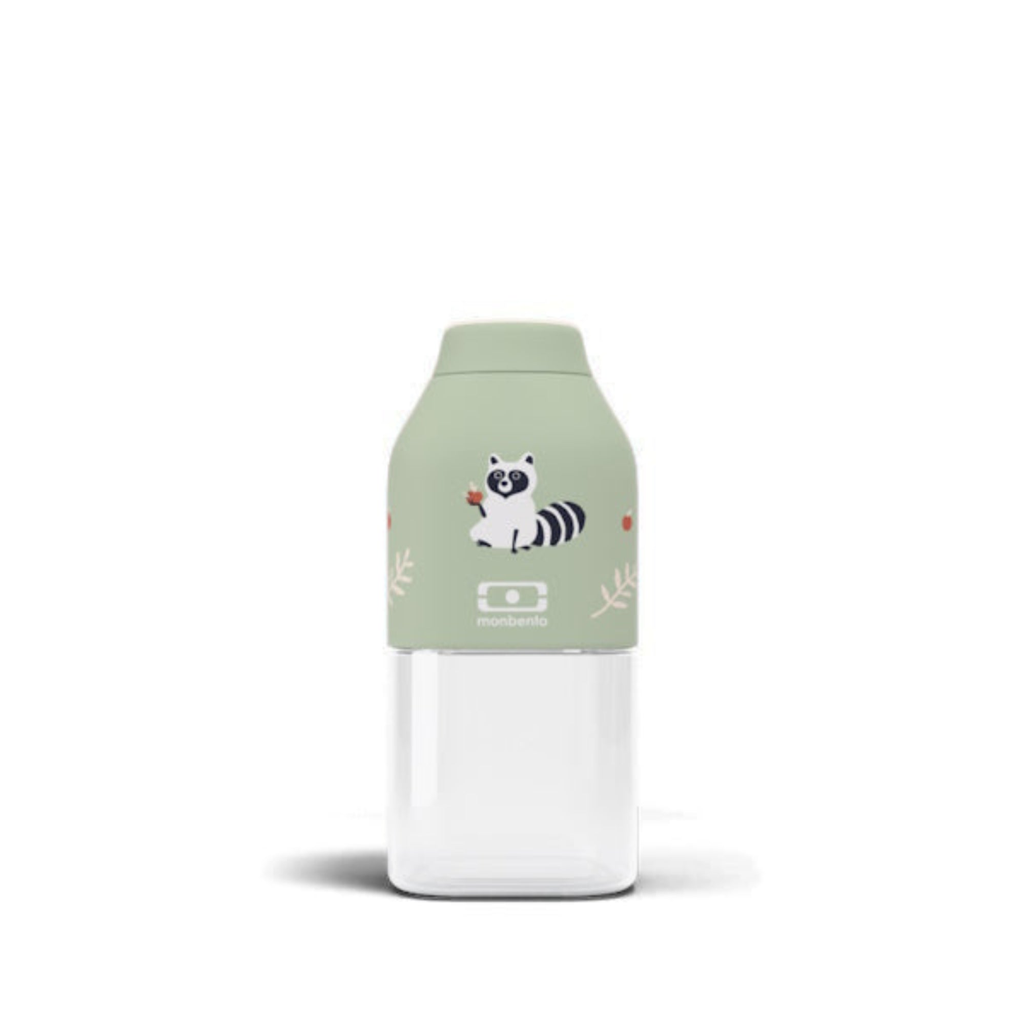 Monbento Positive S Racoon – ultralekka butelka 350 ml z tritanu. Trwała, kompaktowa, bez BPA, idealna do torby czy plecaka, wzór: szop