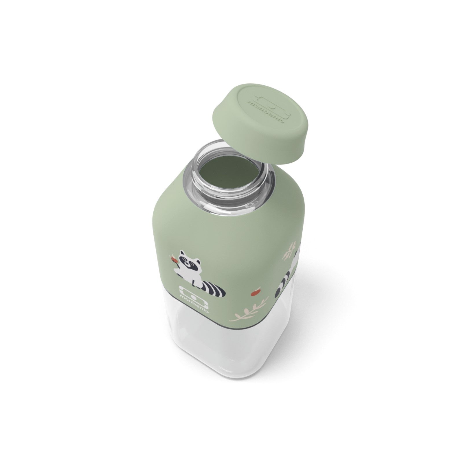 Zielona kwadratowa butelka wielorazowa ze szopem Monbento Positive S 330 ml