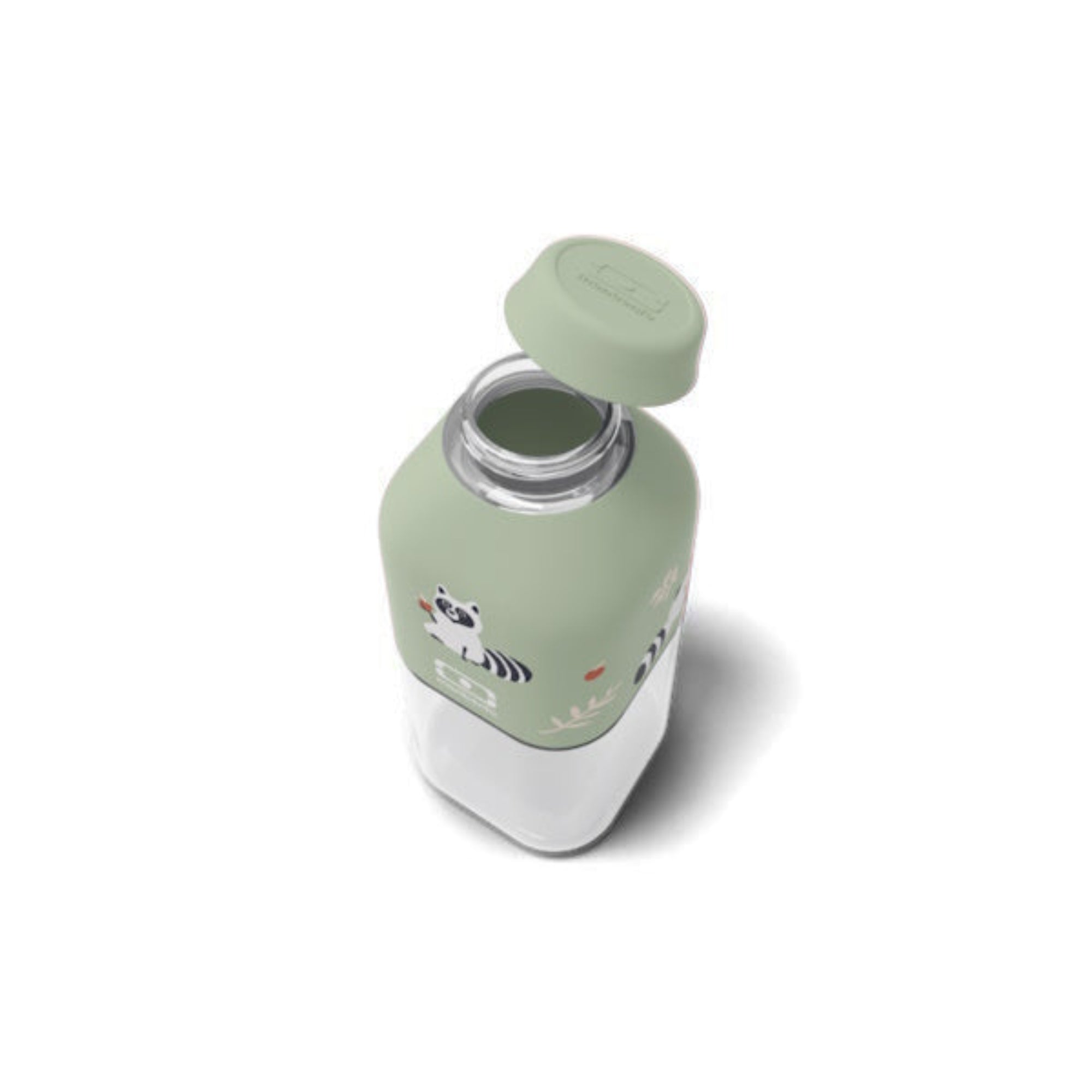 Monbento Positive S Racoon – ultralekka butelka 350 ml z tritanu. Trwała, kompaktowa, bez BPA, idealna do torby czy plecaka, wzór: szop