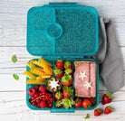Morski lunchbox z brokatem LekkaBox Glamour Aqua do przedszkola