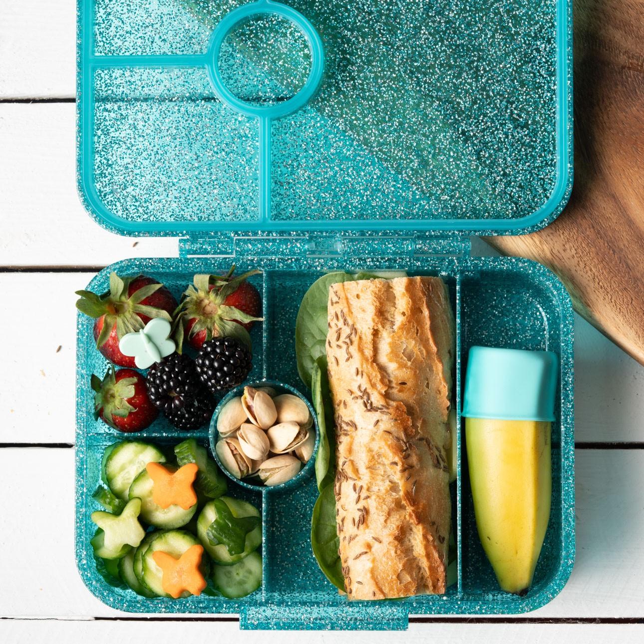 Pojemnik na drugie śniadanie LekkaBox Glamour Aqua brokatowy błękit