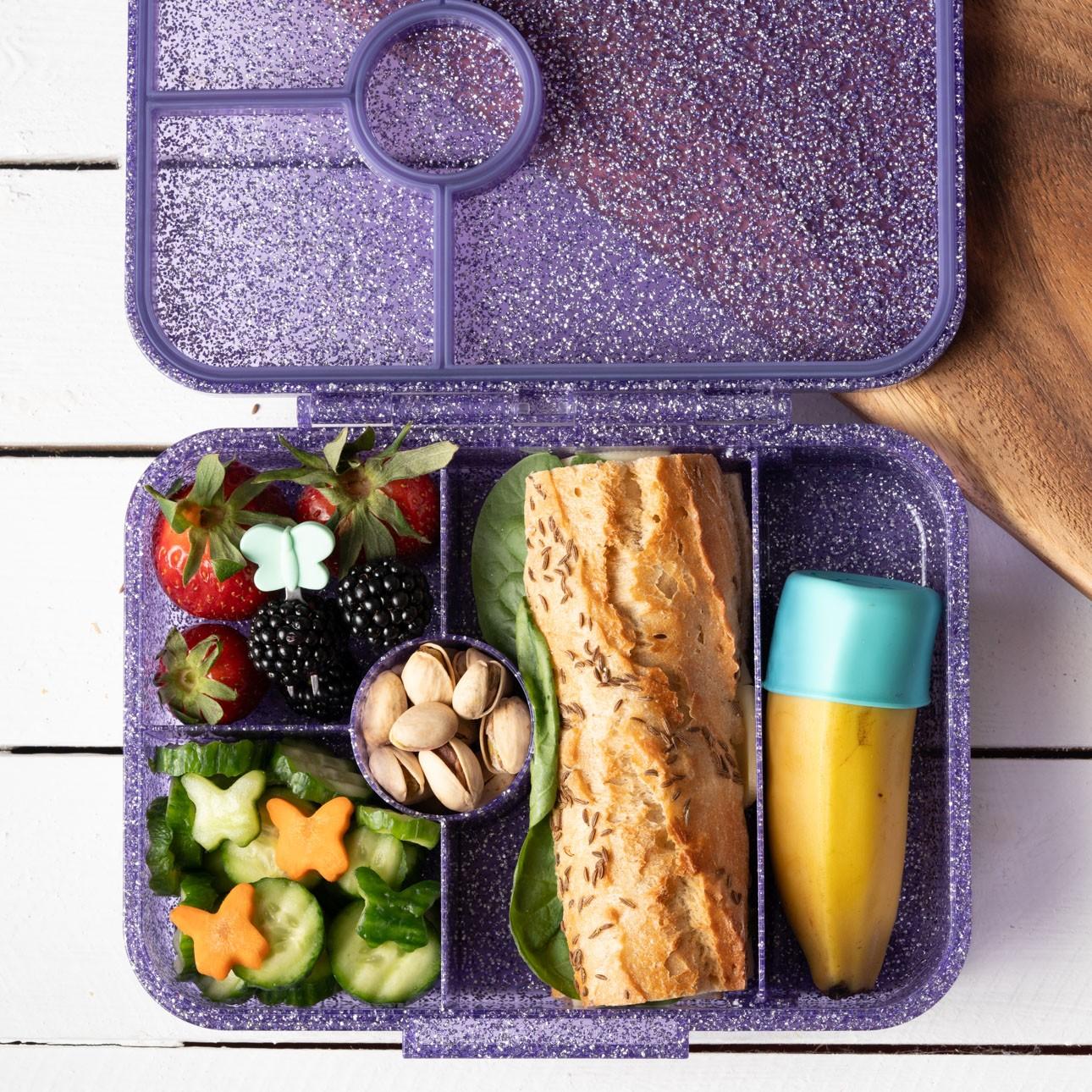 Szczelne pudełko śniadaniowe LekkaBox Glamour Purple z przegrodami