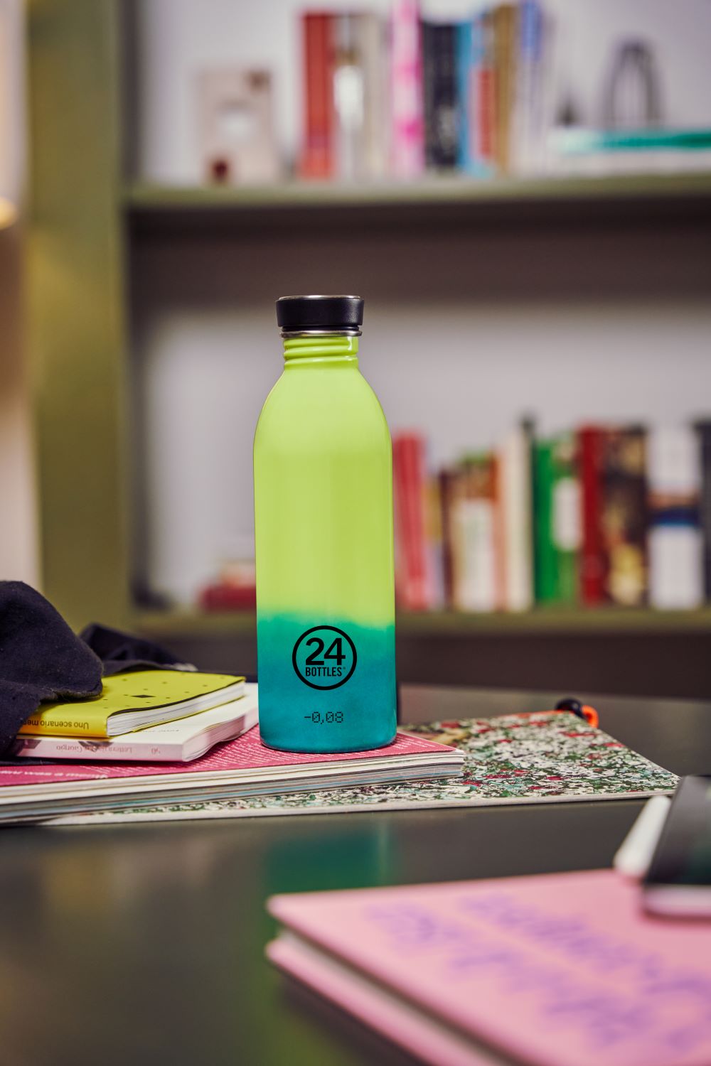 Butelka na wode 24bottles REactive 500 ml – lekka, zmienia kolor pod wpływem zimna, 100% szczelna, kolor: żółty/zielony