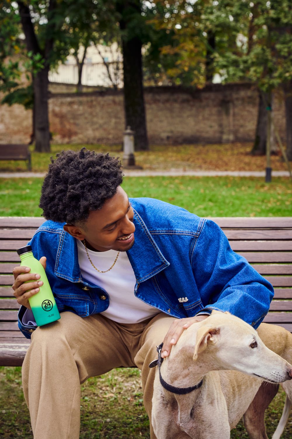 Butelka na wode 24bottles REactive 500 ml – lekka, zmienia kolor pod wpływem zimna, 100% szczelna, kolor: żółty/zielony