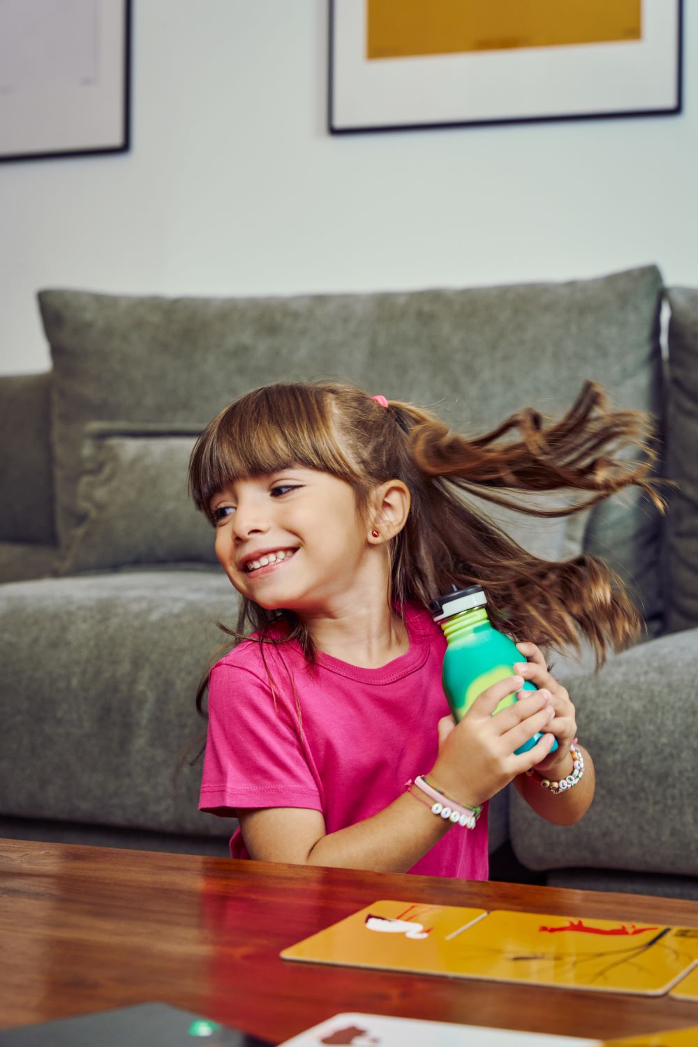 Kids Bottle REactive 250 ml – lekka butelka dla dzieci, zmienia kolor pod wpływem zimna, 100% szczelna, kolor: żółty/zielony