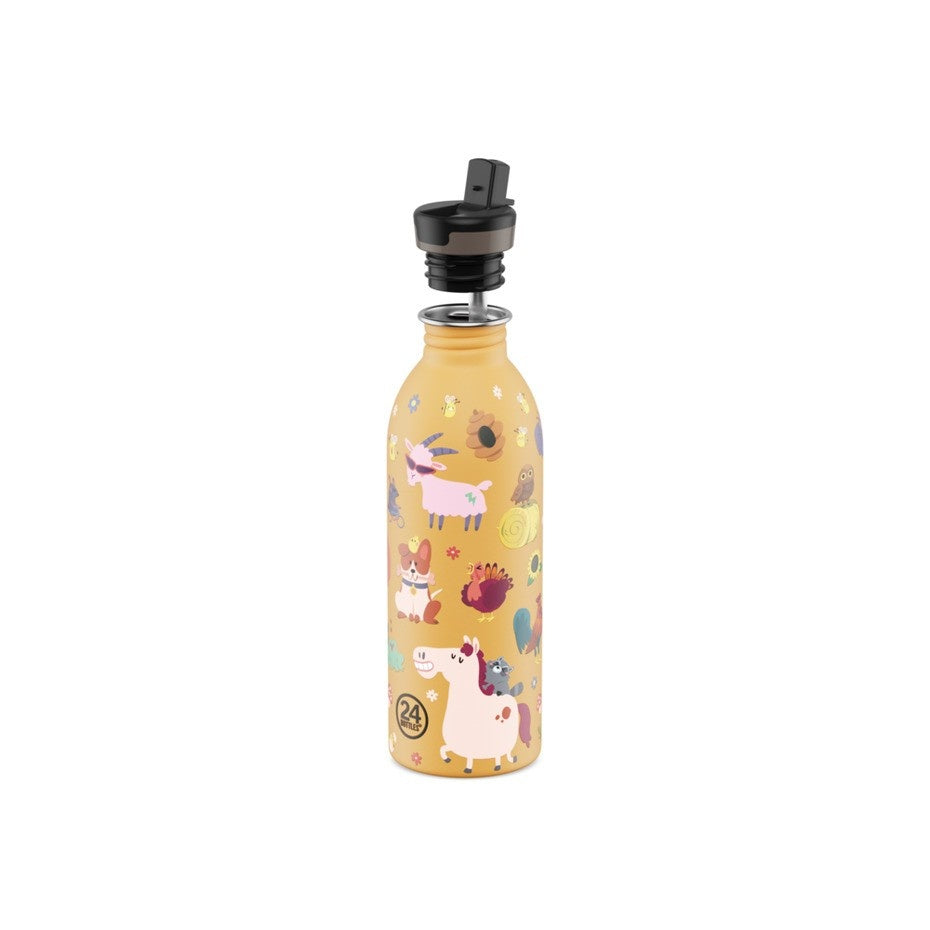 Stalowa butelka dla dzieci 24Bottles 500 ml ze zwierzętami