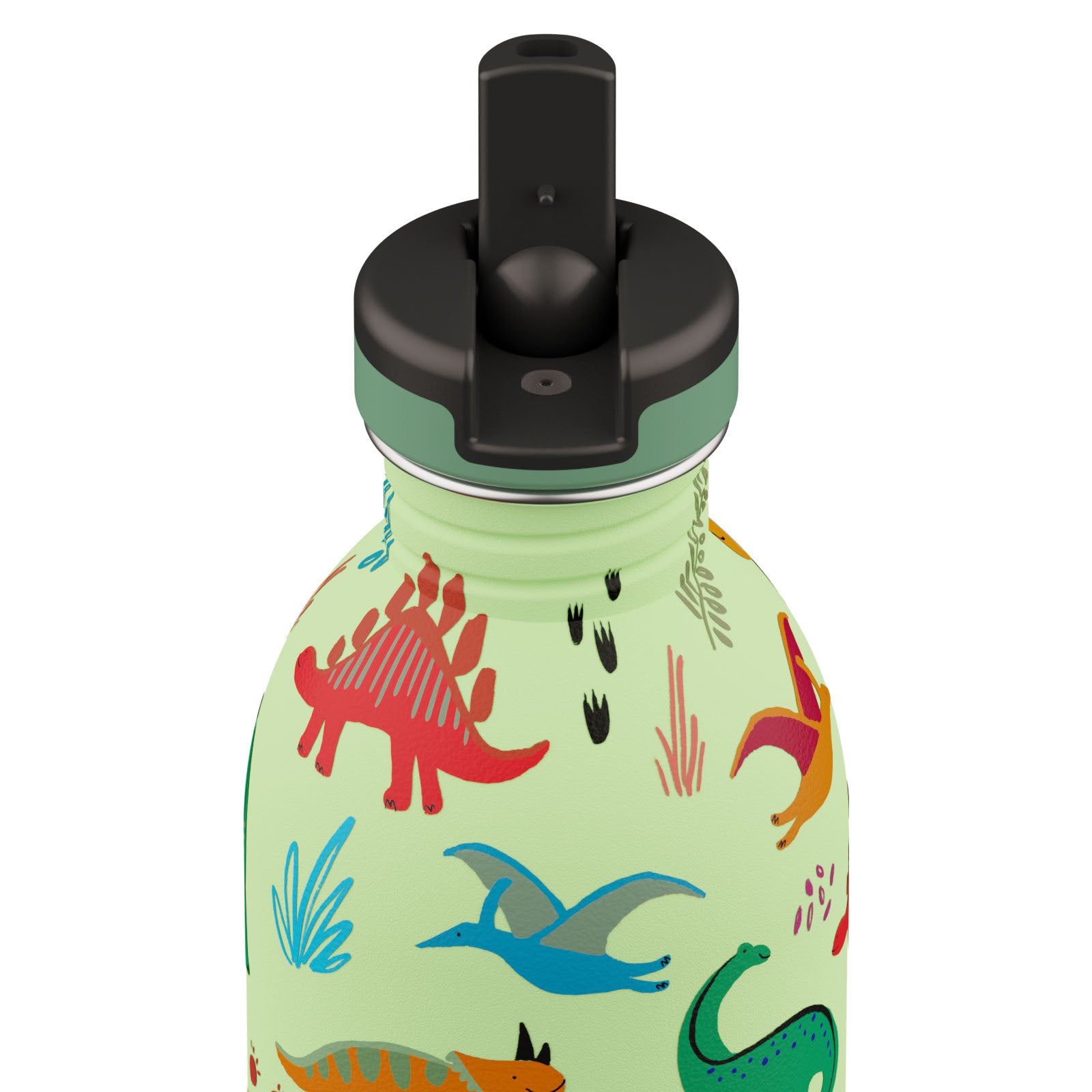 Butelka na wodę dla dzieci 24Bottles Jurassic Friends – bezpieczna, lekka i szczelna butelka wielorazowa z matowym wykończeniem, wzór: dinozaury