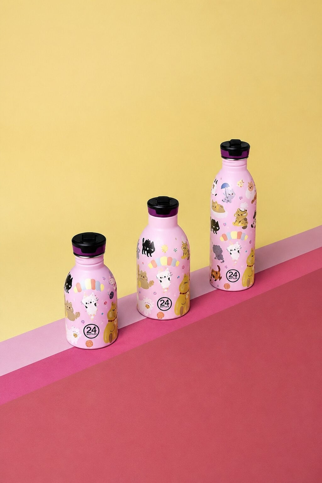 24Bottles Meow Friends – lekki bidon ze stali nierdzewnej dla miłośników kotów