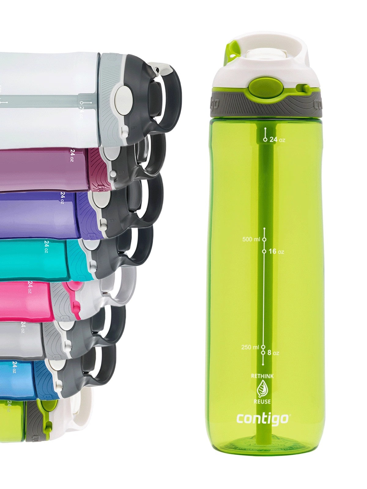 Contigo Ashland Citron – butelka z recyklingu, ze słomką i ustnikiem AutoSpout®, szczelna i bezpieczna, kolor: zielony