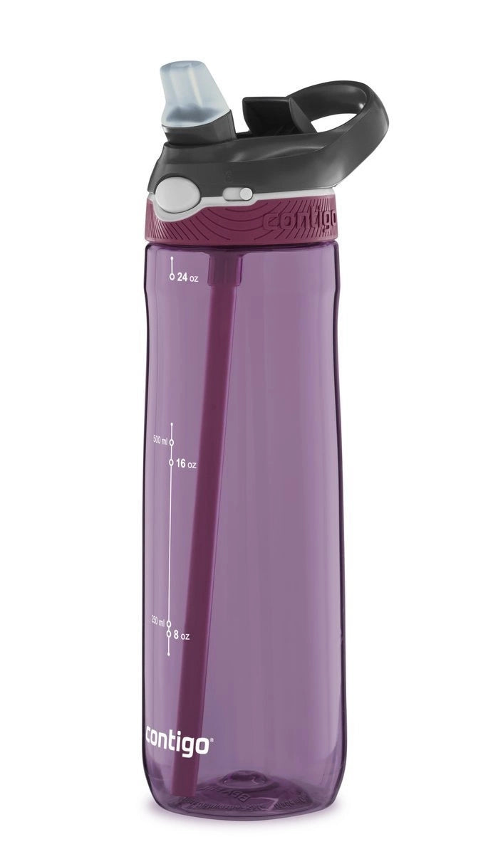 Contigo Ashland Passionfruit – butelka z recyklingu, ze słomką i ustnikiem AutoSpout®, szczelna i bezpieczna, kolor: fioletowy