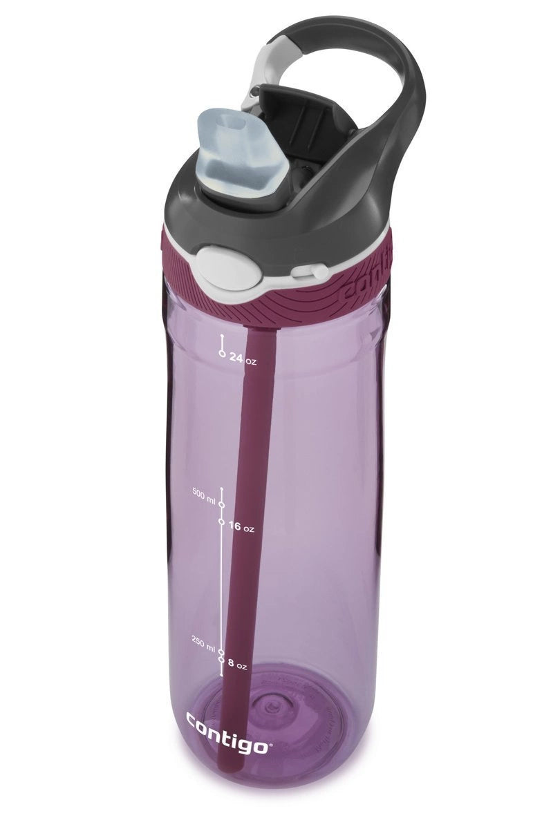 Contigo Ashland Passionfruit – butelka z recyklingu, ze słomką i ustnikiem AutoSpout®, szczelna i bezpieczna, kolor: fioletowy