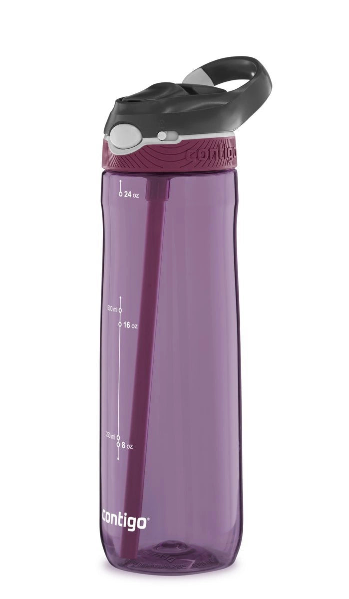 Contigo Ashland Passionfruit – butelka z recyklingu, ze słomką i ustnikiem AutoSpout®, szczelna i bezpieczna, kolor: fioletowy