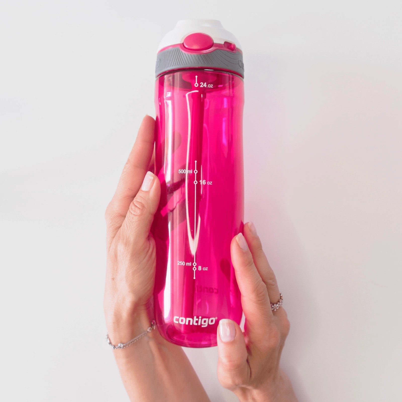 Contigo Ashland Sangria – butelka z recyklingu, ze słomką i ustnikiem AutoSpout®, szczelna i bezpieczna, kolor: różowy