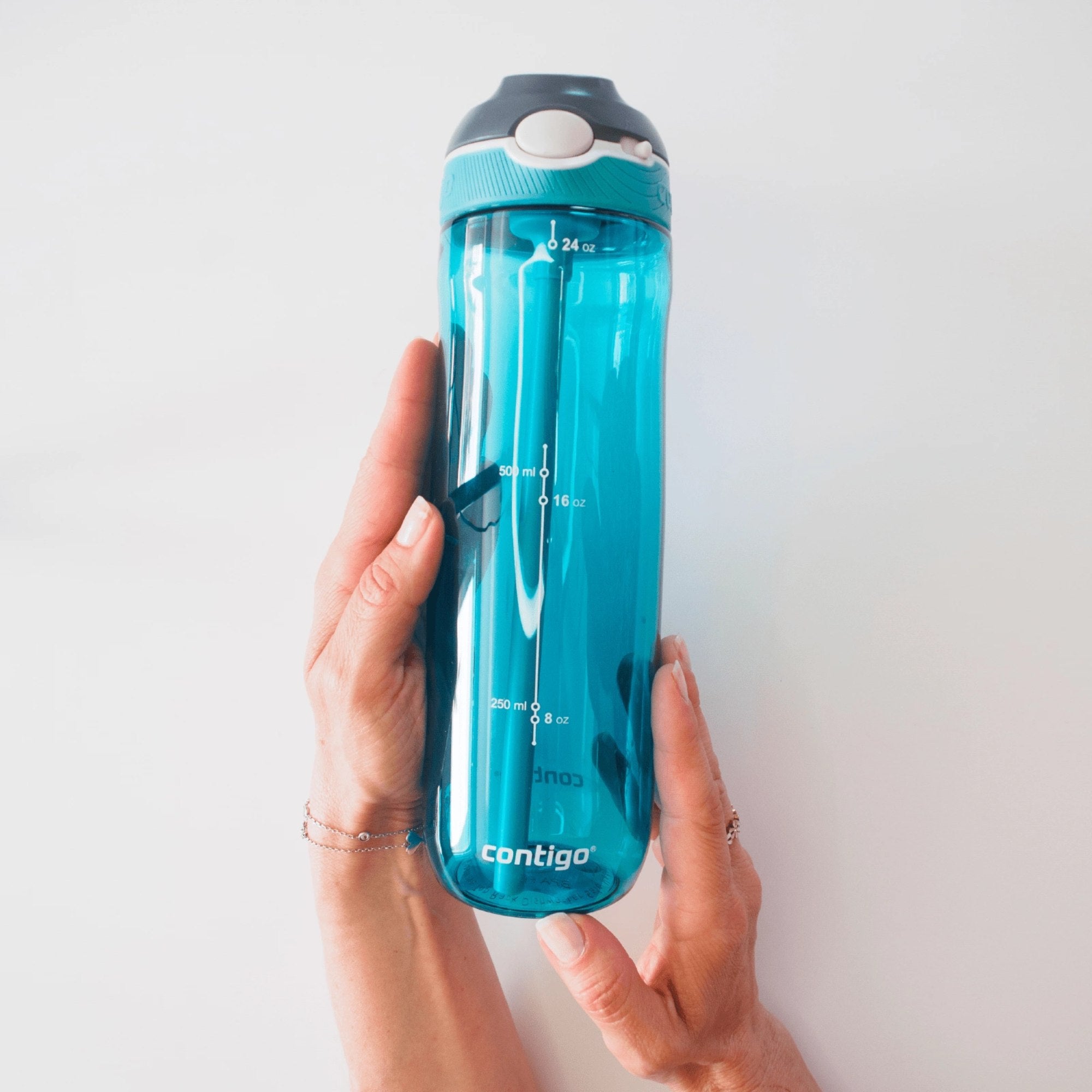 Contigo Ashland Scuba – butelka z recyklingu, ze słomką i ustnikiem AutoSpout®, szczelna i bezpieczna, kolor: turkusowy