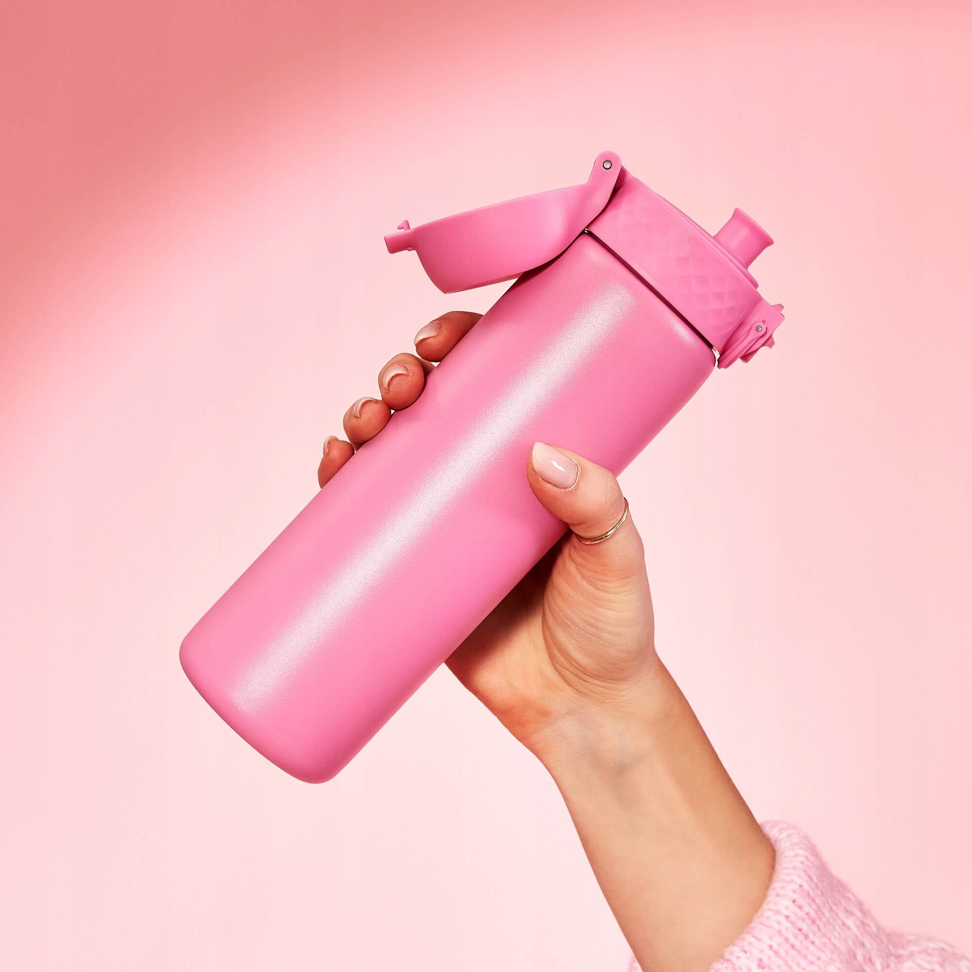 Butelka termiczna ION8 SLIM Rose Bloom - 500 ml, na ciepłe i zimne napoje, szczelna, ustnik pod nakrętką, stal nierdzewna, kolor: różowy