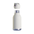 Asobu Bestie Bottle – biała butelka termiczna 460 ml dla dzieci, uroczy wzór niedźwiedzia, słomka, stal nierdzewna, izolacja termiczna.
