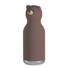 Asobu Bestie Bottle Brown Bear – brązowa butelka termiczna 460 ml dla dzieci, uroczy wzór misia, słomka, stal nierdzewna, izolacja termiczna.