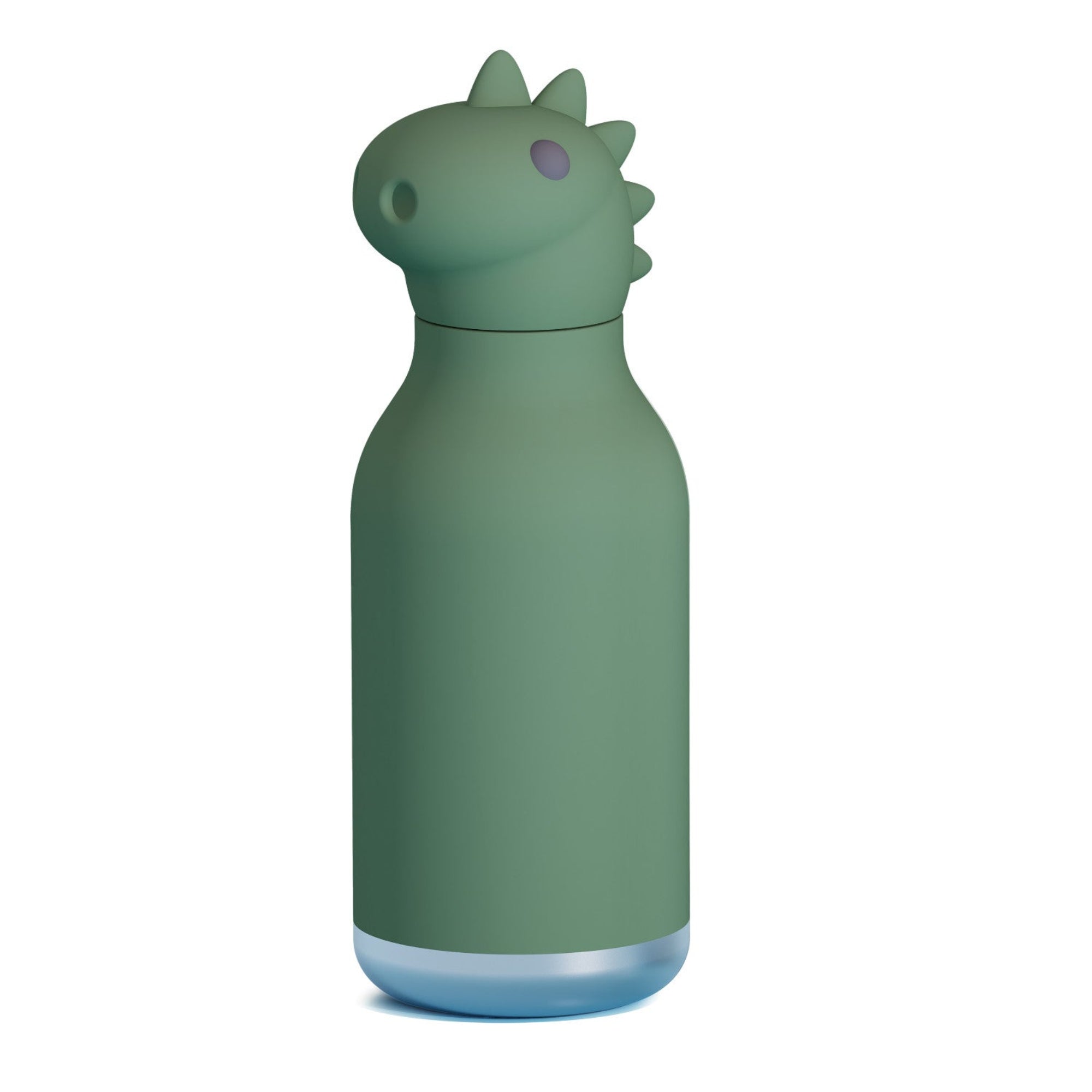 Asobu Bestie Bottle – zielona butelka termiczna 460 ml dla dzieci, uroczy wzór dinozaura, słomka, stal nierdzewna, izolacja termiczna.