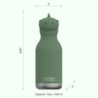 Asobu Bestie Bottle – zielona butelka termiczna 460 ml dla dzieci, uroczy wzór dinozaura, słomka, stal nierdzewna, izolacja termiczna.